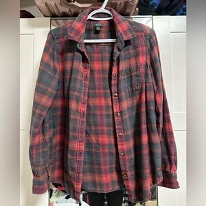 Roots Plaid Long Sleeve Button Up | Red/Gray